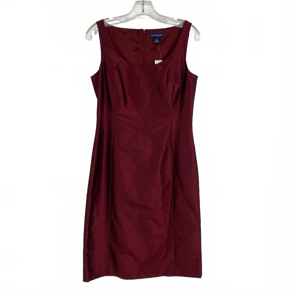 Ann Taylor Red Silk Midi Pencil Dress | Women’s Size 6